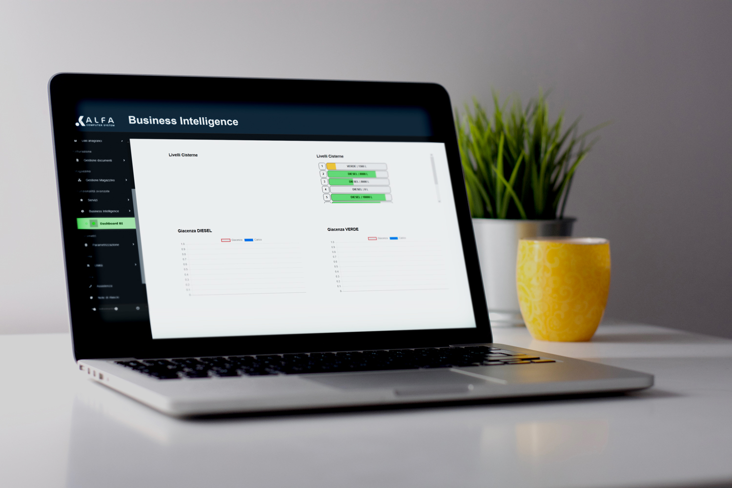 Interfaccia Business Intelligence di ALFA per il monitoraggio delle giacenze di carburante